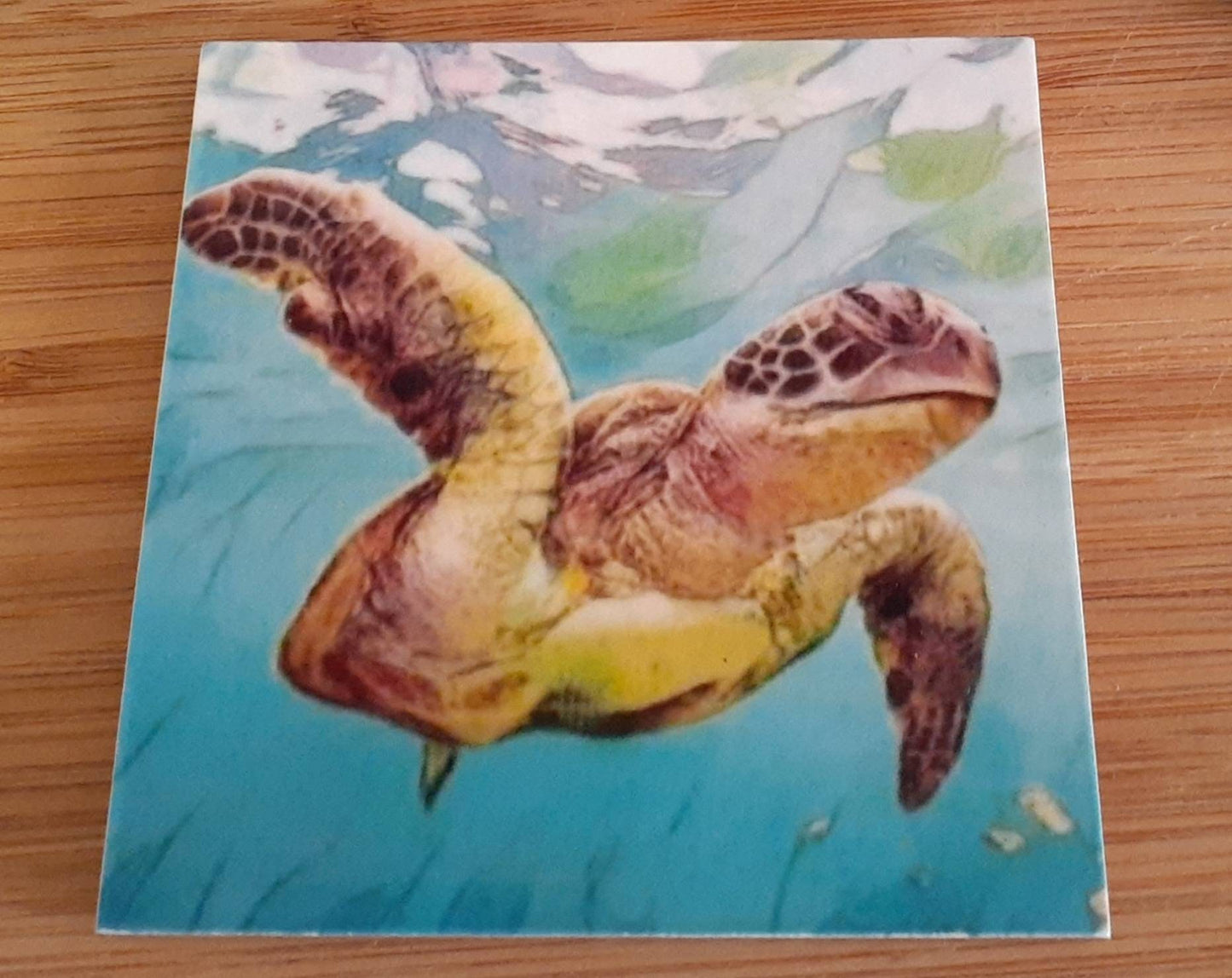 Coasters. set of 4 wood Sea Turtle coasters, handmade from wood and cork. Featuring Original Patterson Art Studio Artwork. Ready to ship.