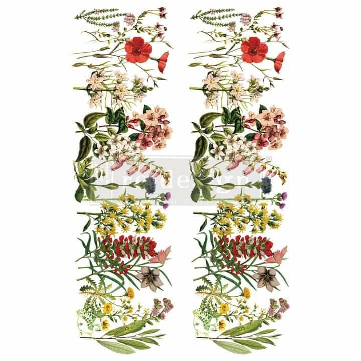 New! Rub on Furniture Transfer, Furniture Decal, Redesign with Prima, The Flower Fields 24" x35"