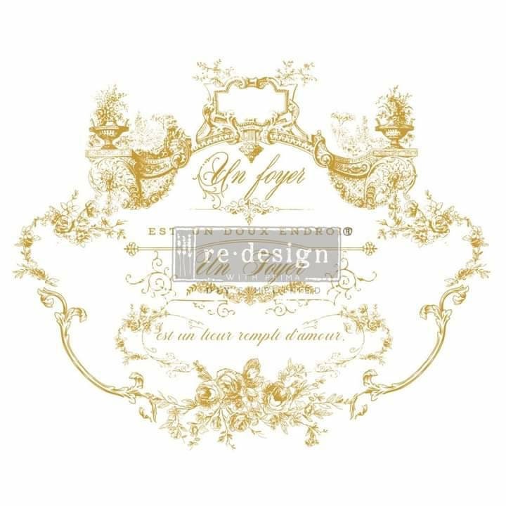 Rub on Furniture Transfer, Furniture Decal, Redesign with Prima, Gold, Lovely Script By 25" x34"
