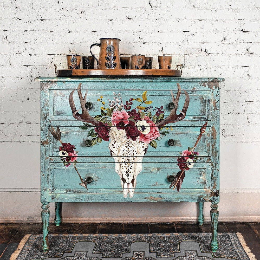 Rub on Furniture Transfer, Boho Furniture Decal, Redesign with Prima, Beautifully Native 24"x 34"