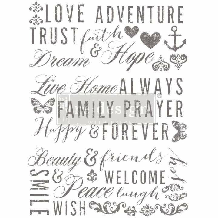 Rub on Furniture Transfer, Furniture Decal, Redesign with Prima, Words to Live By 22" x30"