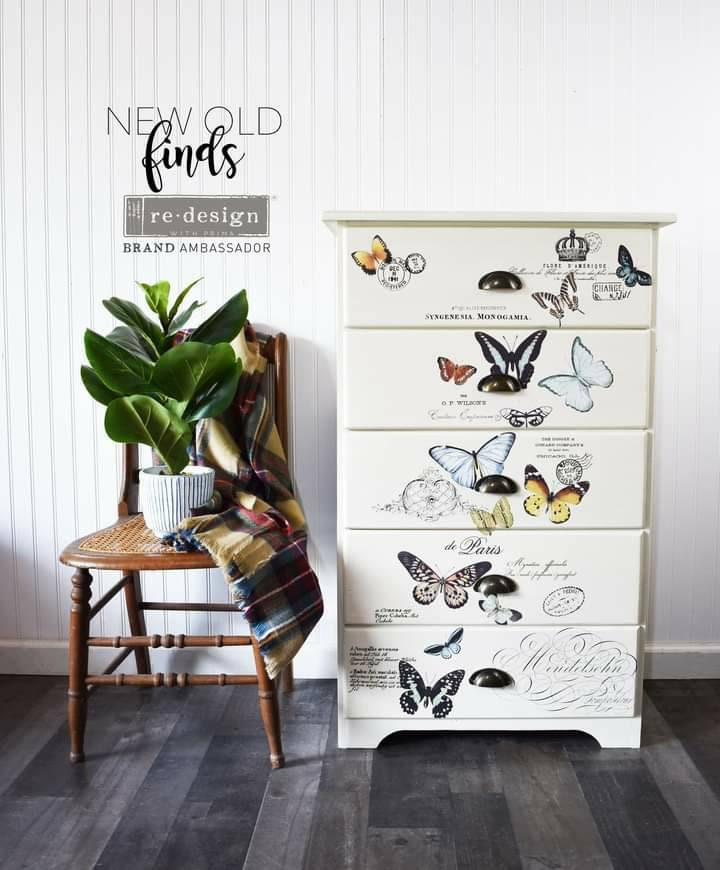 Rub on Furniture Transfer, Furniture Decal, Redesign with Prima, Butterfly Dance 24" x35"