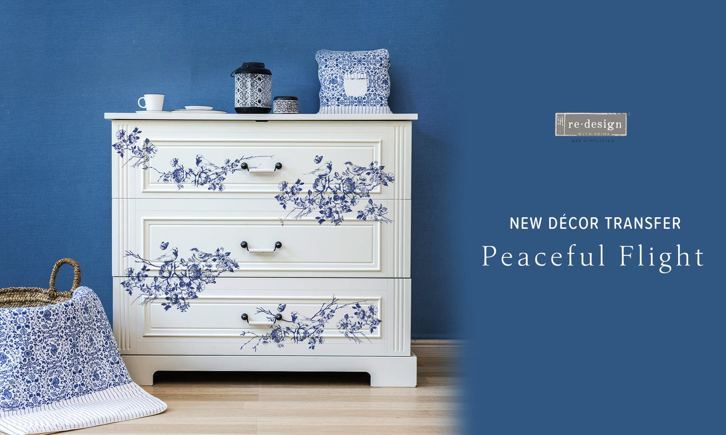 New! Rub on Furniture Transfer, Furniture Decal, Redesign with Prima, Peaceful Flight 24" x35"