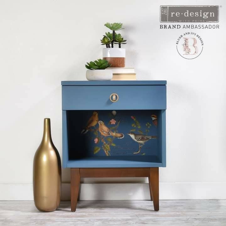 Rub on Furniture Transfer, Furniture Decal, Redesign with Prima, Postal Birds 24" x35"
