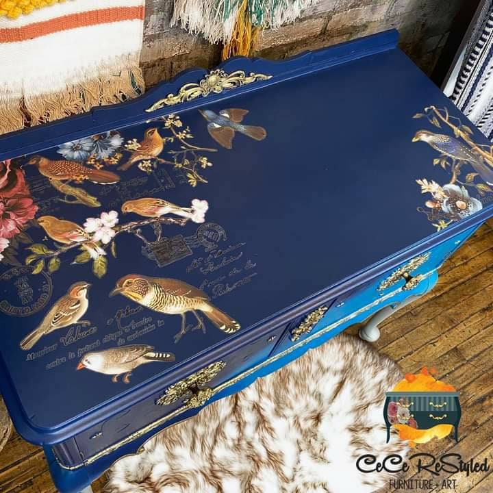 Rub on Furniture Transfer, Furniture Decal, Redesign with Prima, Postal Birds 24" x35"