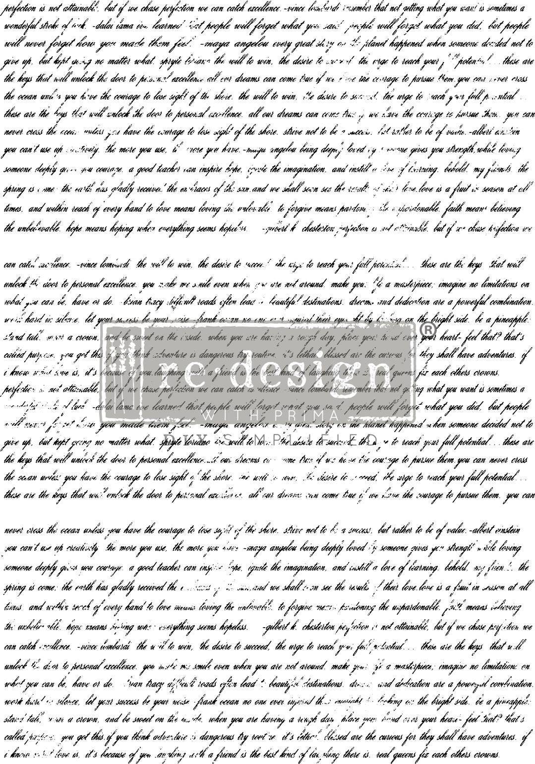 Rub on Furniture Transfer, writing Furniture Decal, Redesign with Prima, Never Ending Story 24" x 35" Same Day Shipping