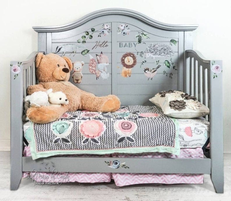 Rub on Furniture Transfer, Furniture Decal, Redesign with Prima, Hello Baby 26" x34"