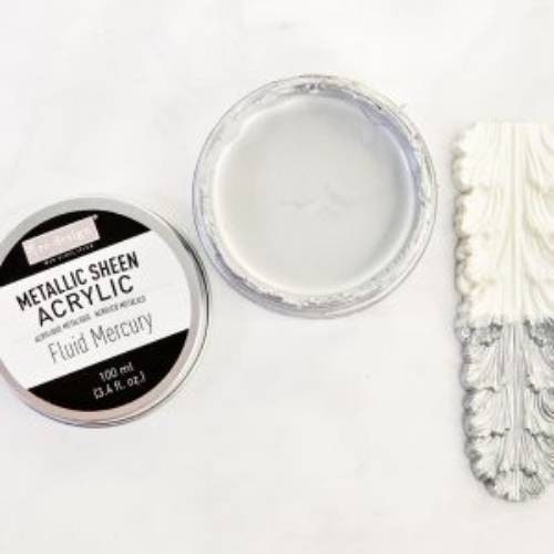 New! Metallic Sheen Acrylic Paint - FLUID MERCURY - Re-Design with Prima - for Furniture, Decor, Art Stenciling Silk Screening and More
