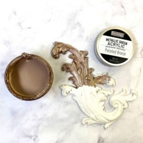 New! Metallic Sheen Acrylic Paint - POLISHED BRONZE - Re-Design with Prima - for Furniture, Decor, Art Stenciling Silk Screening and More