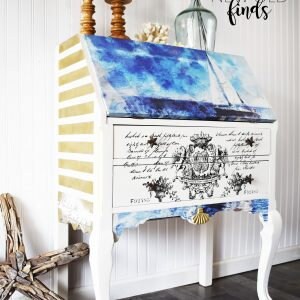Rub on Furniture Transfer, Boat Ocean Beach Furniture Decal, Redesign with Prima, On A Voyage ll 24"x 33"