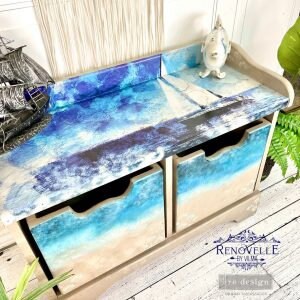 Rub on Furniture Transfer, Boat Ocean Beach Furniture Decal, Redesign with Prima, On A Voyage ll 24"x 33"