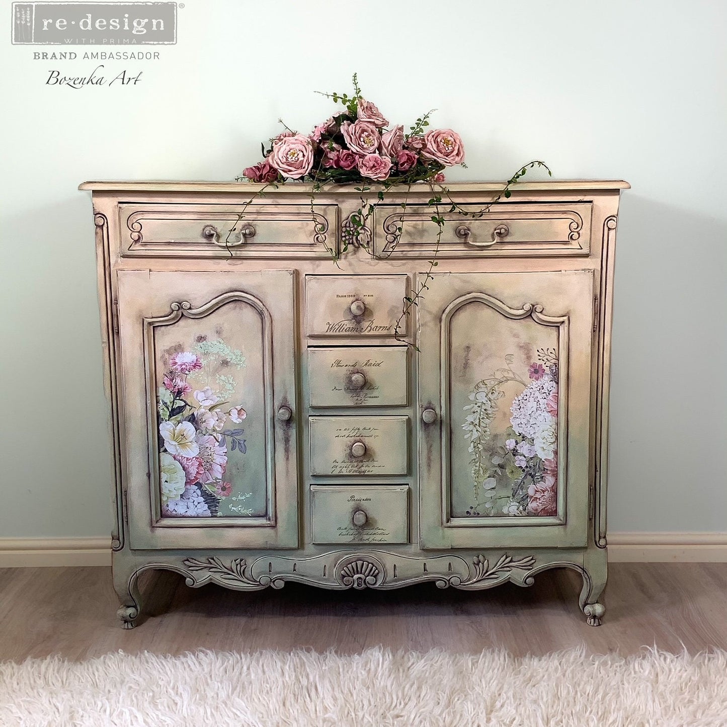 Rub on Floral Furniture Transfer, Furniture Decal, Redesign with Prima , Life In Full Bloom 24" x35"