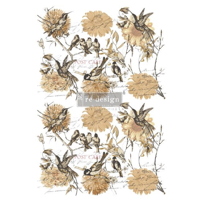 New! Rub on Furniture Transfer, Furniture Decal, Redesign with Prima Floral , Vintage Rustic 24" x35"