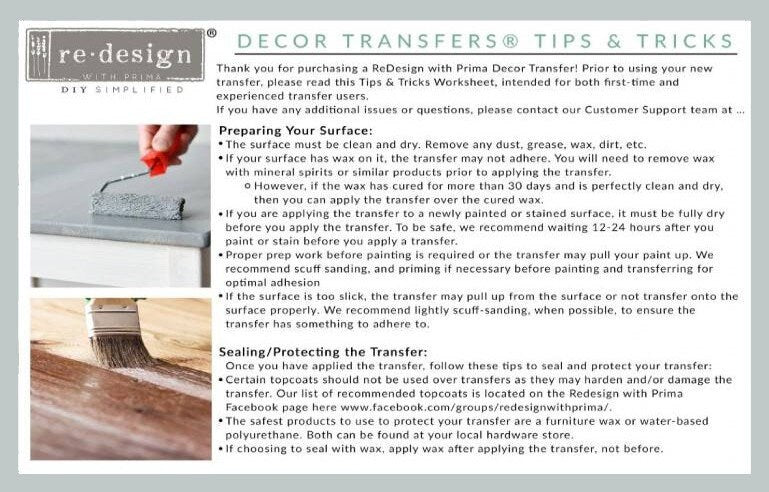 FRESH FLOWERS -Rub on Furniture Transfer, Farmhouse Decal By Redesign with Prima, 24" x34"