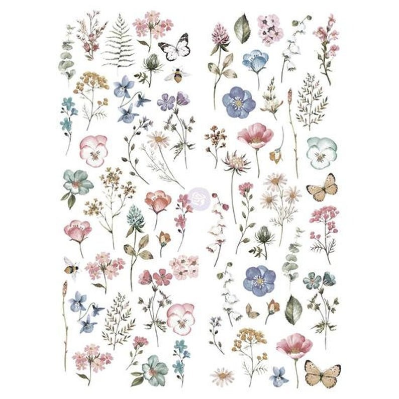 Rub on Furniture Transfer, Flower Furniture Decal, Redesign with Prima, DELICATE FLEUR 24" x35"