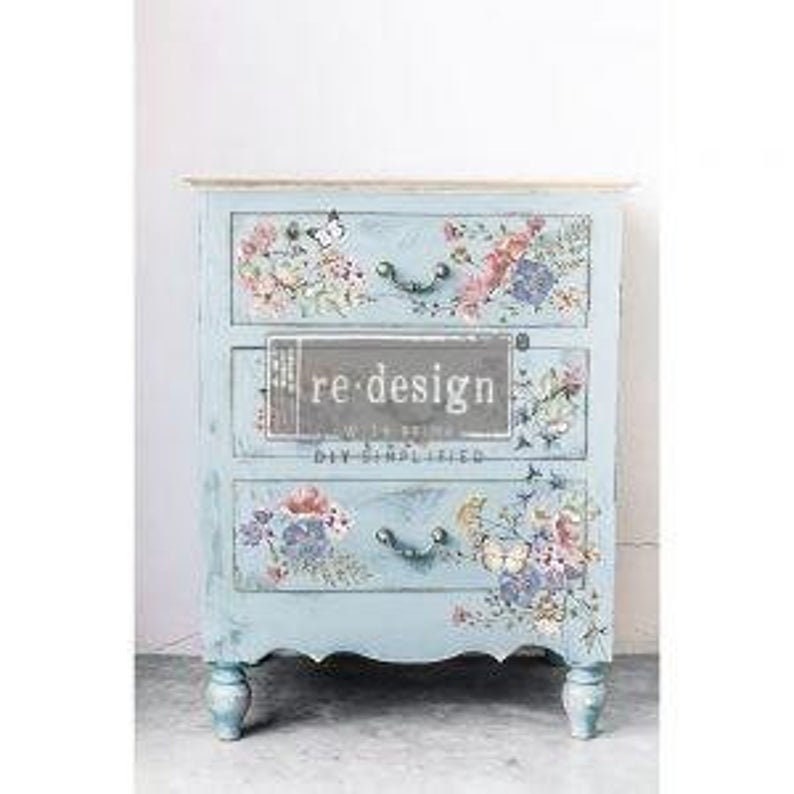 Rub on Furniture Transfer, Flower Furniture Decal, Redesign with Prima, DELICATE FLEUR 24" x35"