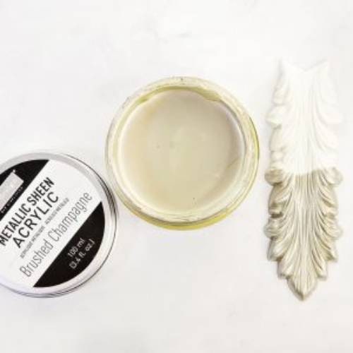 New! Metallic Sheen Acrylic Paint - BRUSHED CHAMPAGNE- Re-Design with Prima - for Furniture, Decor, Art Stenciling Silk Screening and More