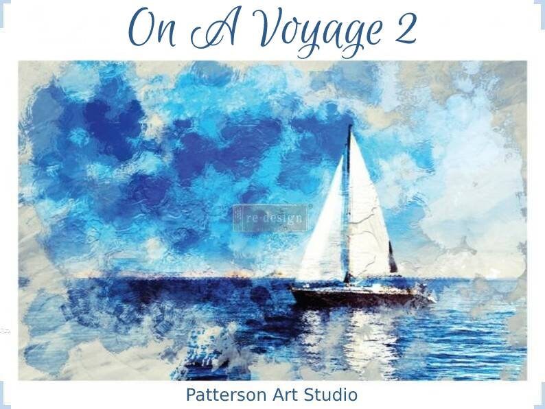 Rub on Furniture Transfer, Boat Ocean Beach Furniture Decal, Redesign with Prima, On A Voyage ll 24"x 33"