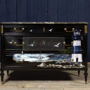 Rub on Furniture Transfer, Lighthouse Ocean Beach Furniture Decal, Redesign with Prima, Lighthouse 24" x 35
