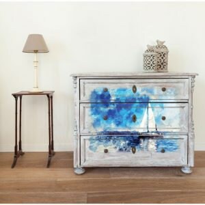 Rub on Furniture Transfer, Boat Ocean Beach Furniture Decal, Redesign with Prima, On A Voyage ll 24"x 33"
