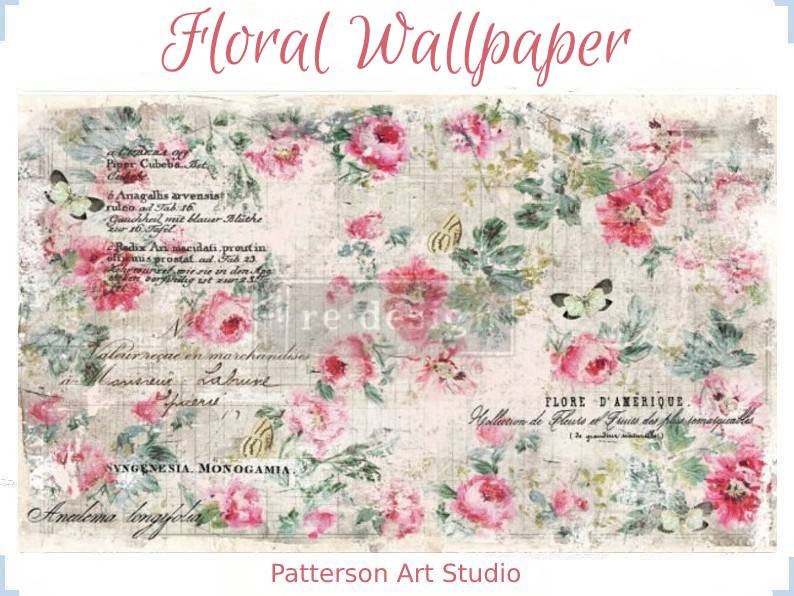 Redesign with Prima Decoupage Decor tissue Paper - Floral Wallpaper 19"x30 - Same Day Shipping!
