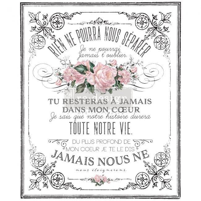 Rub on French Furniture Transfer, Paris Floral Furniture Decal, Redesign with Prima, My Heart 24" x 35"