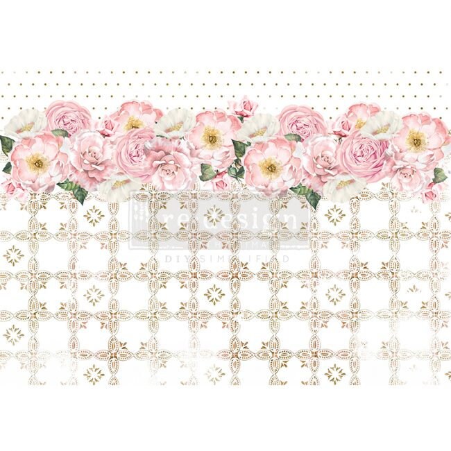 Redesign with Prima Decoupage Decor Rice Paper - TRANQUIL BLOOM 11.5"x16.25"