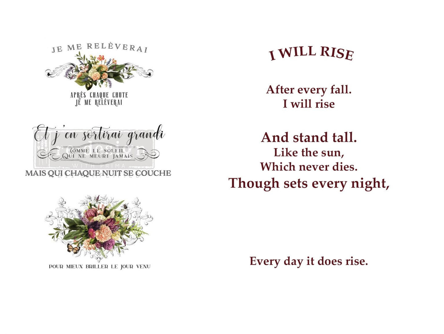 NEW! Rub on Furniture Transfer, Furniture Decal, Redesign with Prima, BEAUTIFUL SUNSHINE - 24" x35"