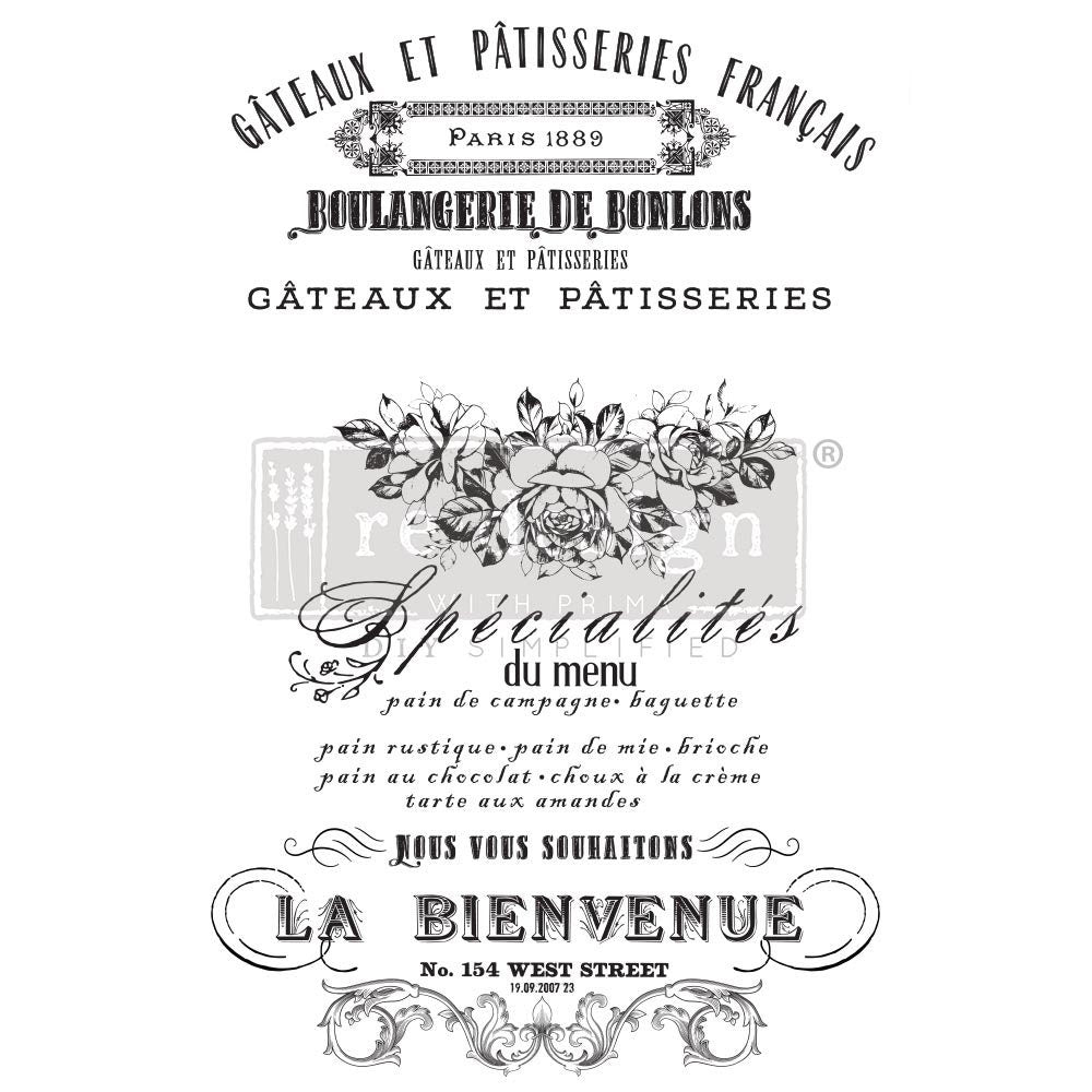 NEW! Rub on Furniture Transfer, Furniture Decal, Redesign with Prima, FRENCH SPECIALTIES - 24" x35"