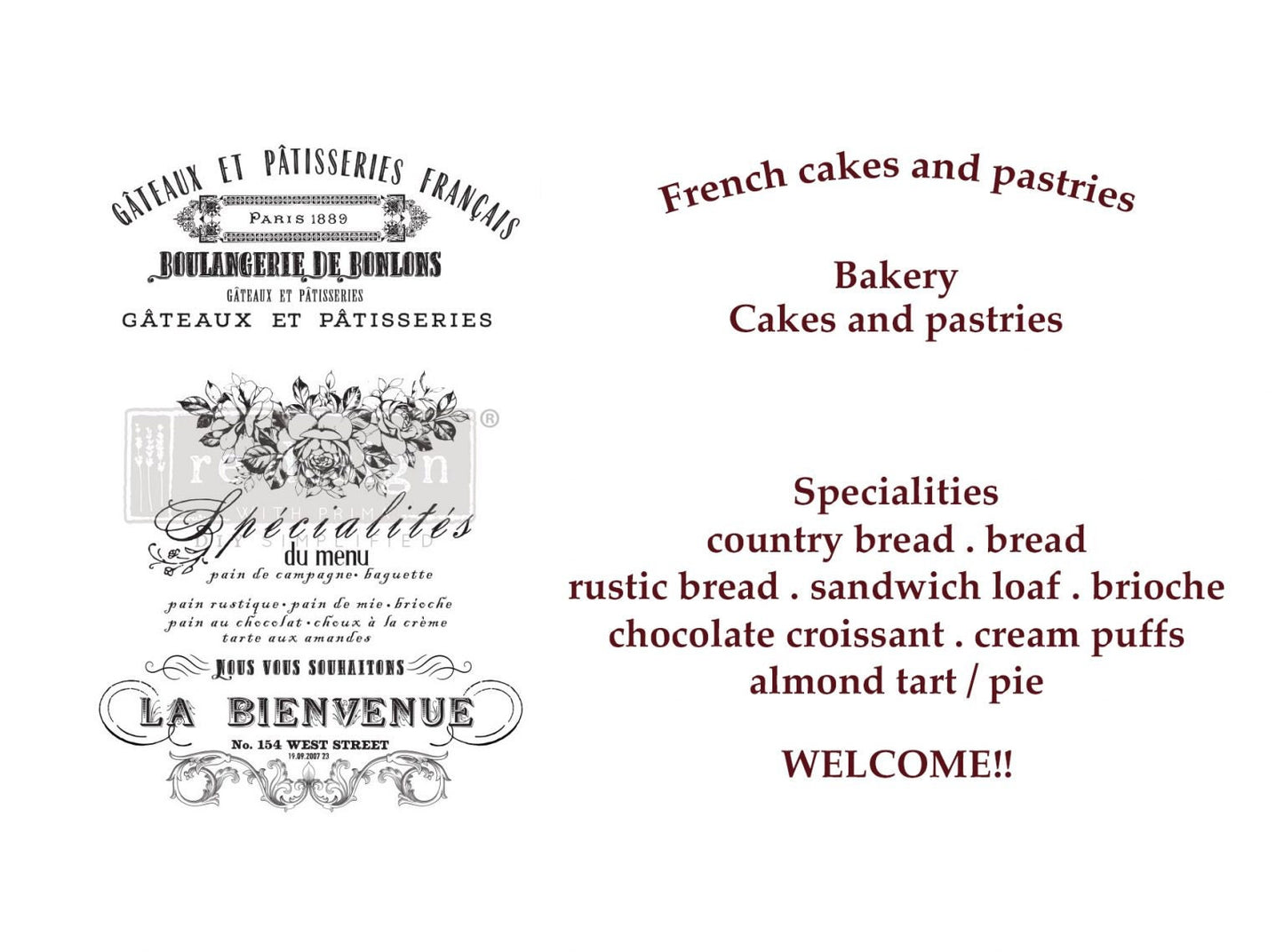 NEW! Rub on Furniture Transfer, Furniture Decal, Redesign with Prima, FRENCH SPECIALTIES - 24" x35"