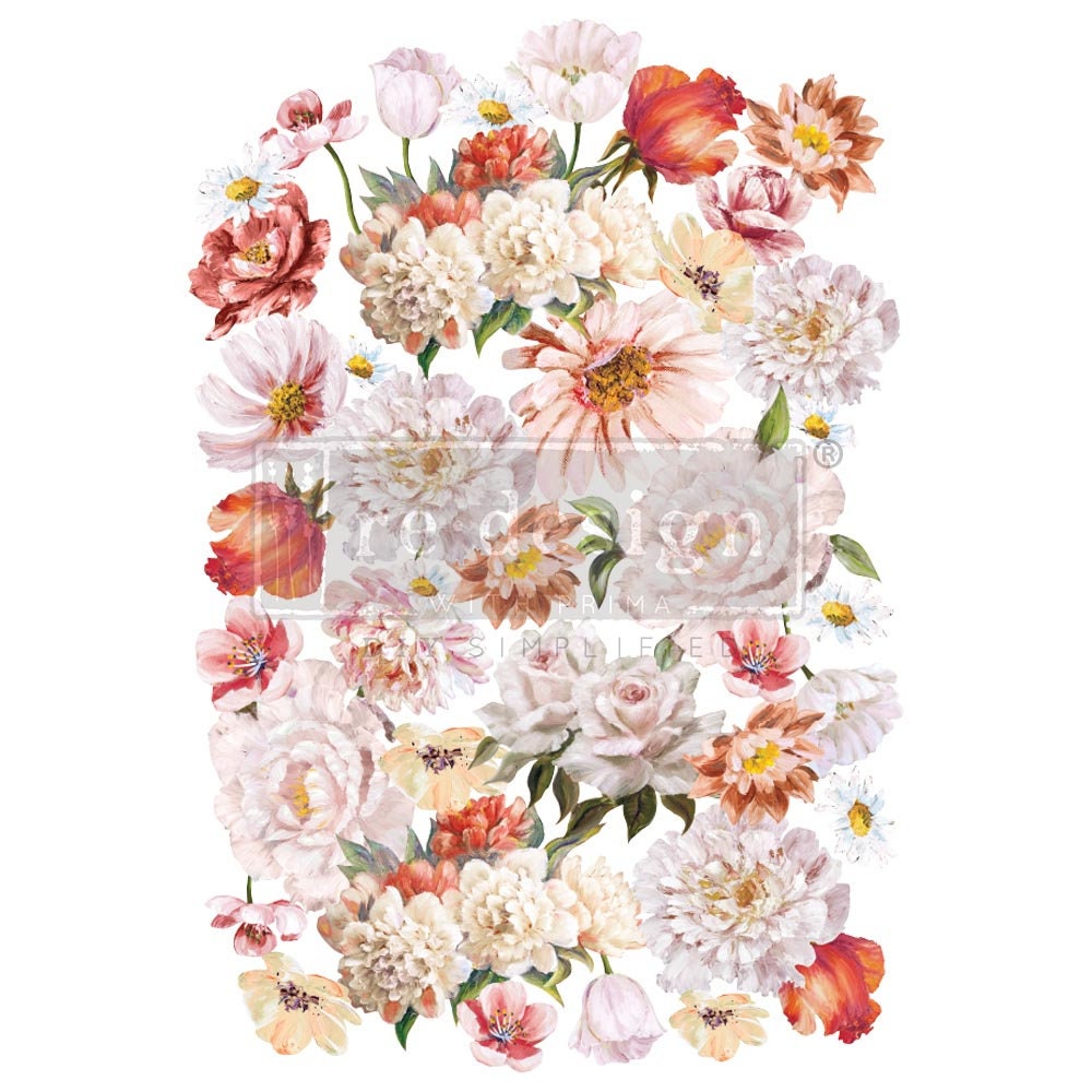 NEW! Rub on Furniture Transfer, Furniture Decal, Redesign with Prima, PRETTY In PEACH 24" x35"