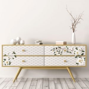 New! - WHITE MAGNOLIA - Redesign with Prima - Rub on Small Transfer for furniture or flower decal 18" x 12"