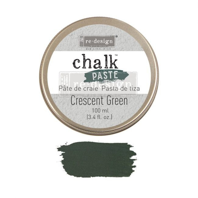 Chalk Paste - CRESCENT GREEN - Re-Design with Prima - for Stenciling Silk Screening and More 3.4 fl. oz.
