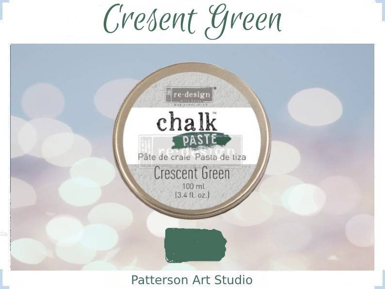 Chalk Paste - CRESCENT GREEN - Re-Design with Prima - for Stenciling Silk Screening and More 3.4 fl. oz.