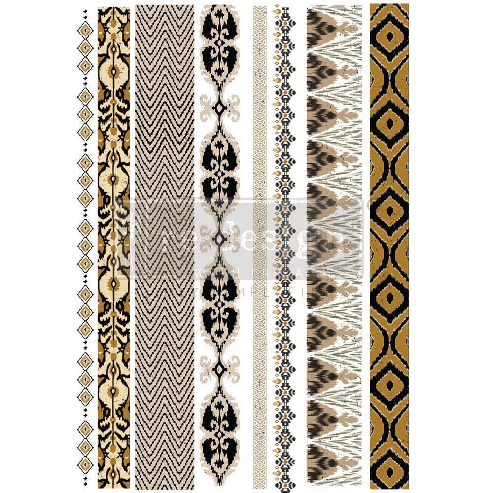 NEW! Rub on Furniture Transfer, Furniture Decal, Redesign with Prima, EXOTIC BORDERS - 24" x35"