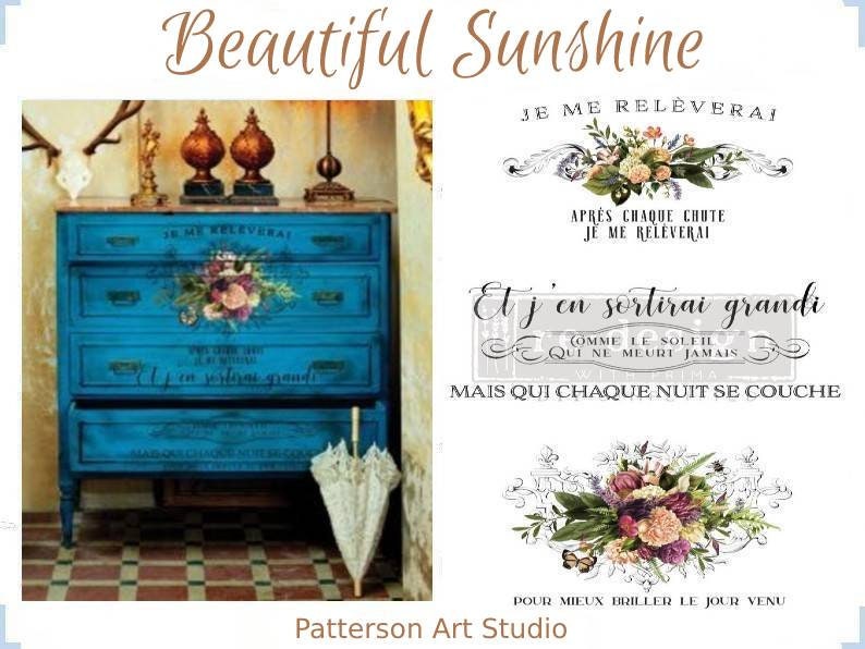NEW! Rub on Furniture Transfer, Furniture Decal, Redesign with Prima, BEAUTIFUL SUNSHINE - 24" x35"