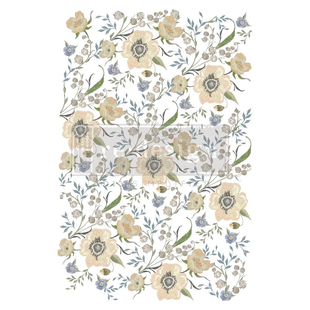 NEW! Rub on Furniture Transfer, Furniture Decal, Redesign with Prima, GOLDENROD FLORALS 24" x35"