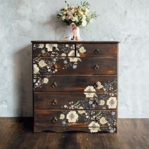NEW! Rub on Furniture Transfer, Furniture Decal, Redesign with Prima, GOLDENROD FLORALS 24" x35"