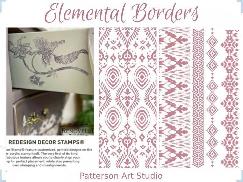 Redesign with Prima - 12 x12 Clear Cling Border and Accents Stamp - ELEMENTAL BORDERS