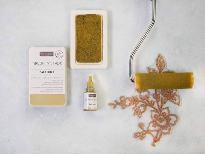 NEW! Redesign with Prima - PALE GOLD - Ink Pad - 10ml Bottle Plus Dry Ink Pad