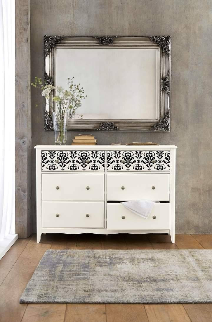 NEW! DAMASK FLOURISH Redesign with Prima - Reusable Furniture Stick and Style Decor Stencil Roll - 7" x 5 Yardss