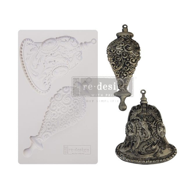 SILVER BELLS - Holiday Silicone Mold - Redesign With Prima ORNAMENT Mould - 5"x8"