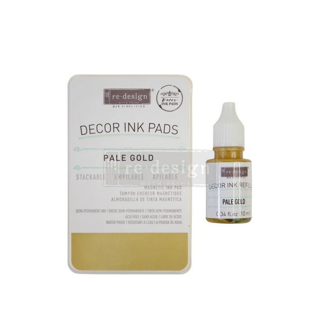 NEW! Redesign with Prima - PALE GOLD - Ink Pad - 10ml Bottle Plus Dry Ink Pad