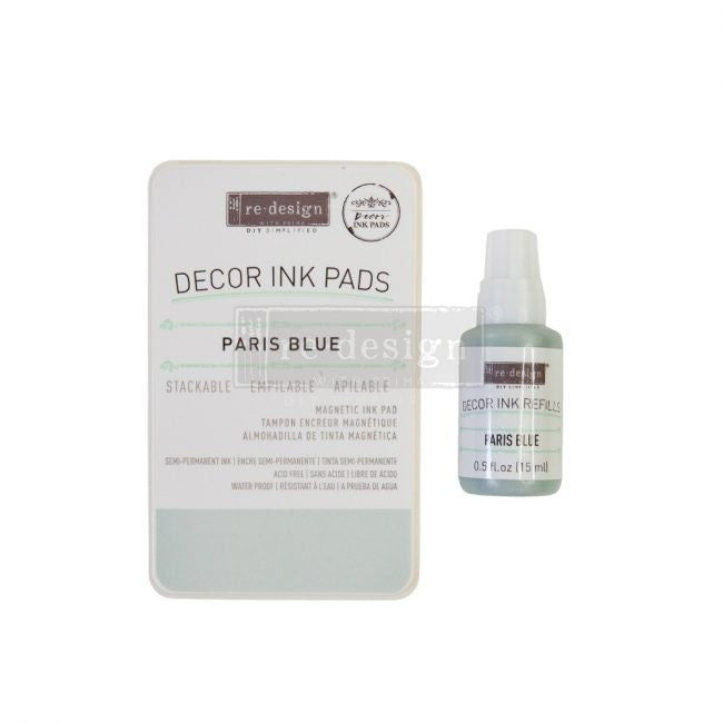 NEW! Redesign with Prima - PARIS BLUE - Ink Pad - 10ml Bottle Plus Dry Ink Pad
