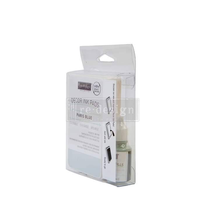 NEW! Redesign with Prima - PARIS BLUE - Ink Pad - 10ml Bottle Plus Dry Ink Pad