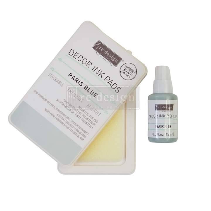 NEW! Redesign with Prima - PARIS BLUE - Ink Pad - 10ml Bottle Plus Dry Ink Pad