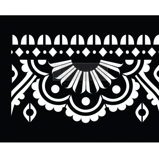 NEW! MENDHI BORDER Redesign with Prima - Reusable Furniture Stick and Style Decor Stencil Roll - 7" x 5 Yardss
