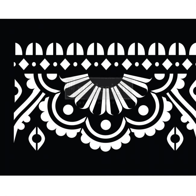 NEW! MENDHI BORDER Redesign with Prima - Reusable Furniture Stick and Style Decor Stencil Roll - 7" x 5 Yards