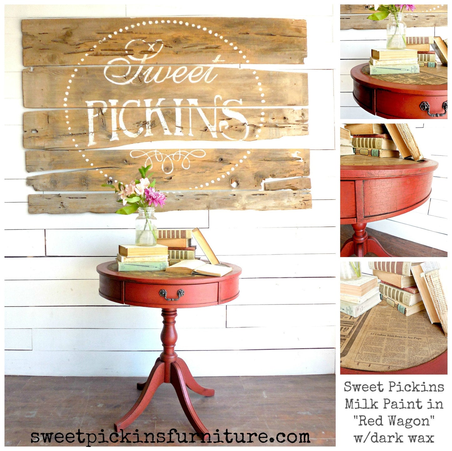 Sweet Pickins Milk Paint - Red with Orangey Undertones - Red Wagon