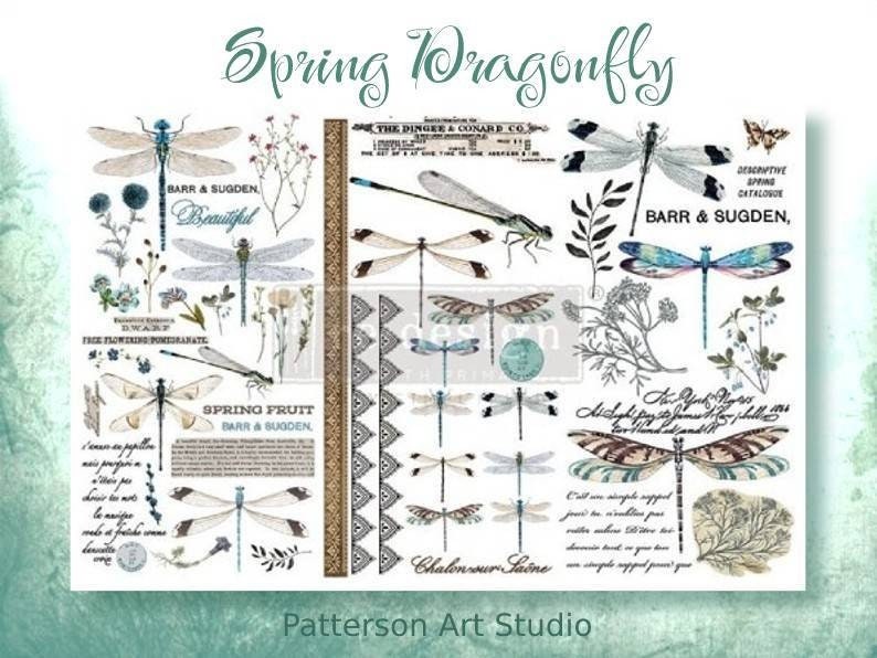 New -Spring Dragonfly - Redesign with Prima - Rub on Small Transfer for Furniture or Decor